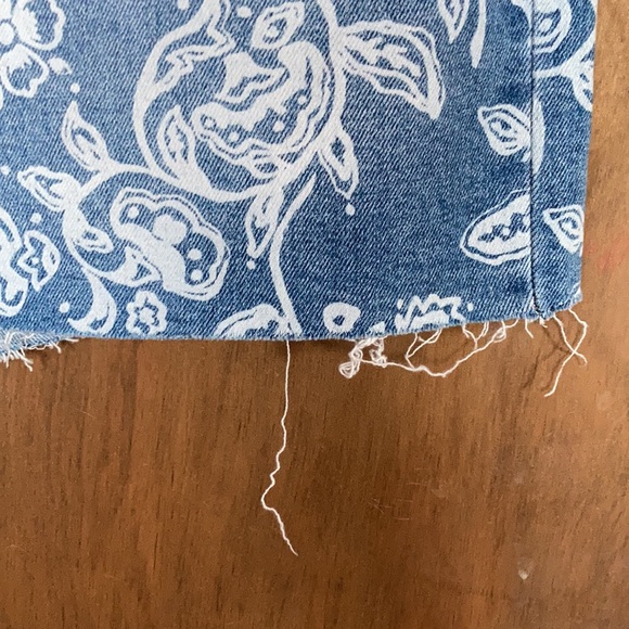 floral print raw hem jean denim short no gap waistband size 18 - Picture 6 of 17